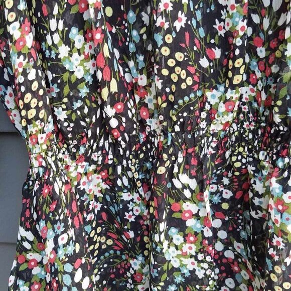 Romy Sheer Black Floral Peasant Top size Medium - Picture 6 of 8